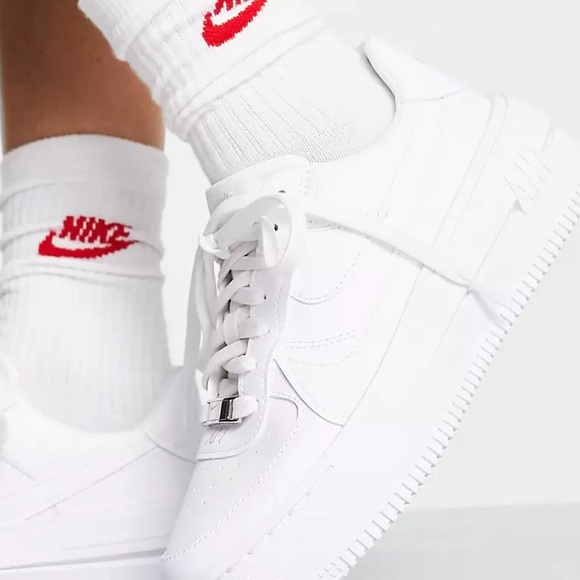 NWOT Nike Triple White Air Force One Platform Sneakers - Picture 2 of 11